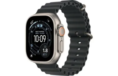 Apple Watch Ultra 3 (2025) 49mm Natural Titanium Case with Black Ocean Band 1