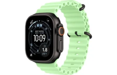 Apple Watch Ultra 3 (2025) 49mm Black Titanium Case with Neon Green Ocean Band 1