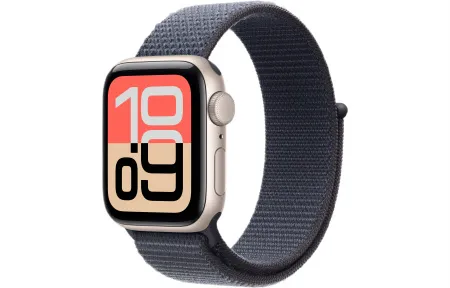 Apple Watch SE 3 (2025) 40mm Starlight Aluminum Case with Anchor Blue Sport Loop (GPS) 1