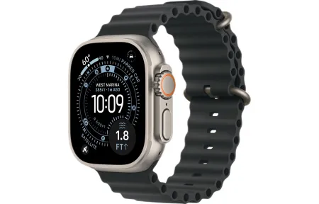 Apple Watch Ultra 3 (2025) 49mm Natural Titanium Case with Black Ocean Band 1