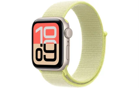 Apple Watch SE 3 (2025) 40mm Starlight Aluminum Case with Neon Yellow Sport Loop (GPS) 1