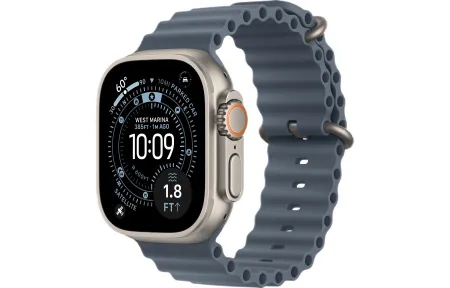 Apple Watch Ultra 3 (2025) 49mm Natural Titanium Case with Anchor Blue Ocean Band 1