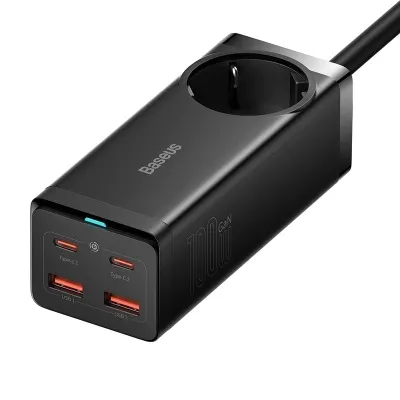 Сетевое зарядное устройство Baseus GaN3 Pro Desktop Powerstrip AC+2U+2C 100W Black 1
