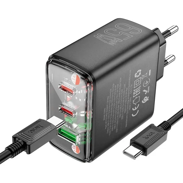 Блок питания сетевой 1 USB, 2 Type-C HOCO CS44A Блок питания сетевой 1 USB, 2 Type-C HOCO CS44A