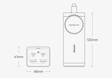 Сетевое зарядное устройство Baseus GaN3 Pro Desktop Powerstrip AC+2U+2C 100W Black 3 4