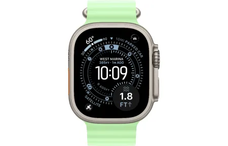 Apple Watch Ultra 3 (2025) 49mm Natural Titanium Case with Neon Green Ocean Band 2 Apple Watch Ultra 3 (2025) 49mm Natural Titanium Case with Neon Green Ocean Band 2