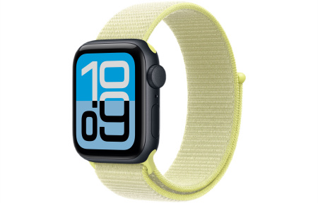 Apple Watch SE 3 (2025) 40mm Midnight Aluminum Case with Neon Yellow Sport Loop (GPS) 1