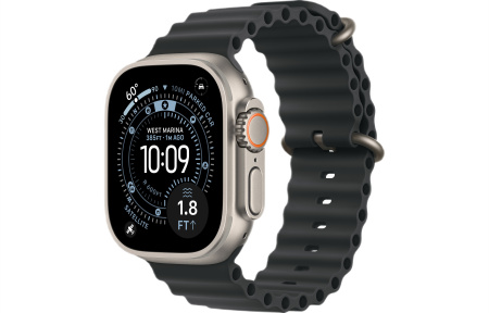 Apple Watch Ultra 3 (2025) 49mm Natural Titanium Case with Black Ocean Band 1