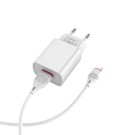 Зарядное устройство Borofone A20A USB 2.1A+кабель USB-Lightning White